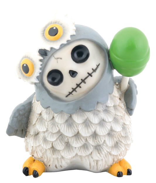 Pacific Trading SUMMIT COLLECTION Furrybones Snow Hootie Signature Skeleton in Snow Owl Costume with Green Lollipop