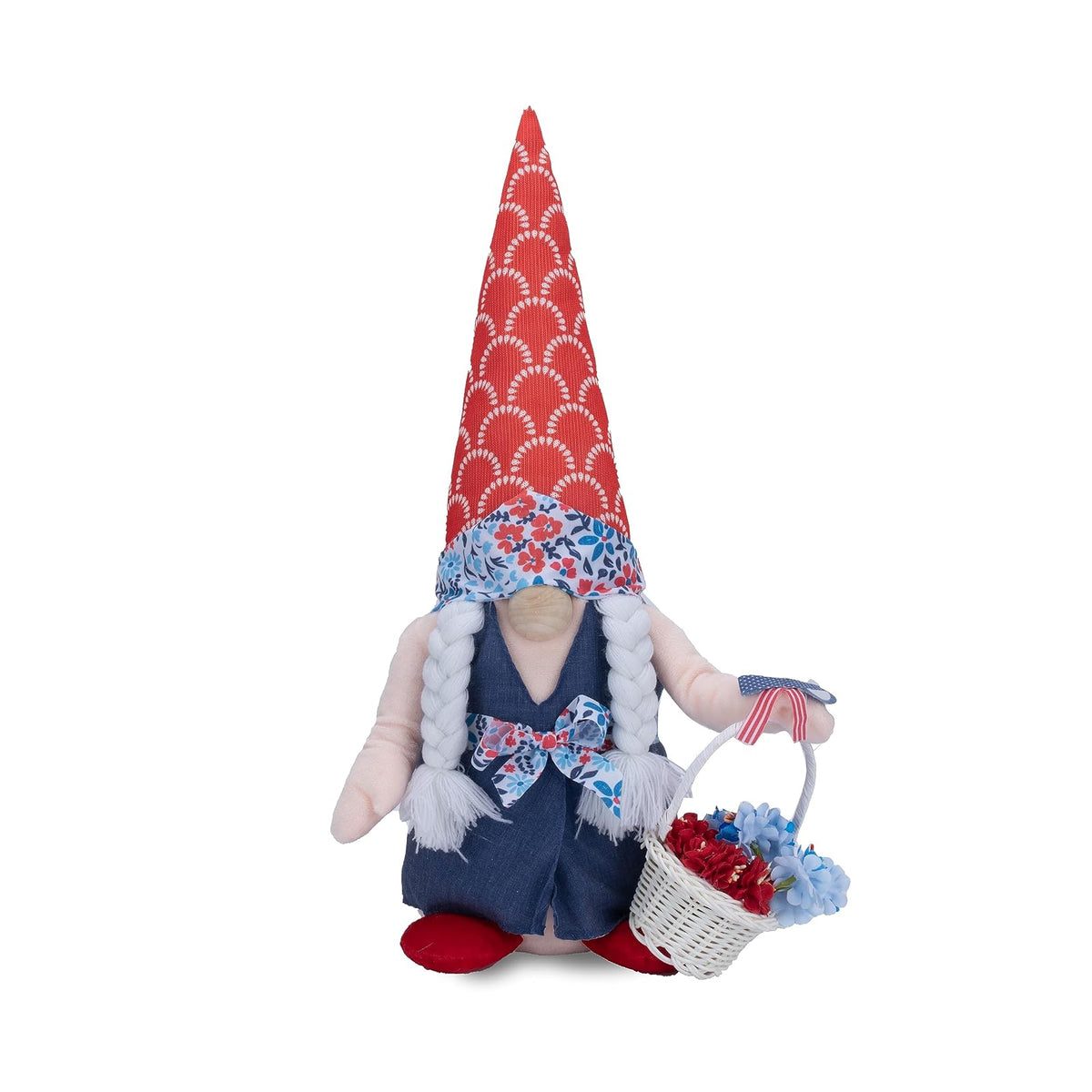 Designstyles Figurine, Multicolor, Americana Gnome with Flower Basket