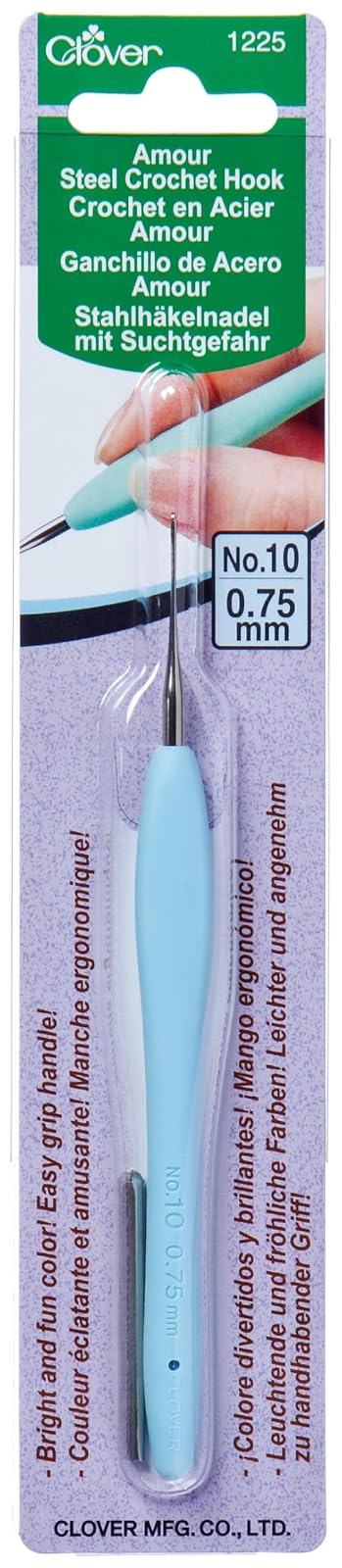 Clover 1225 Amour Steel Crochet Hook No. 10, 0.75mm