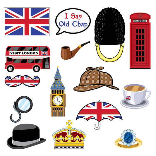 Beistle British Photo Fun Signs, 5"-11.5", Multicolor
