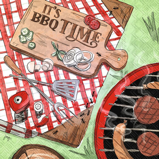 Boston International IHR 3-Ply Paper Napkins Everyday Designs, 20-Count Lunch Size, BBQ Time