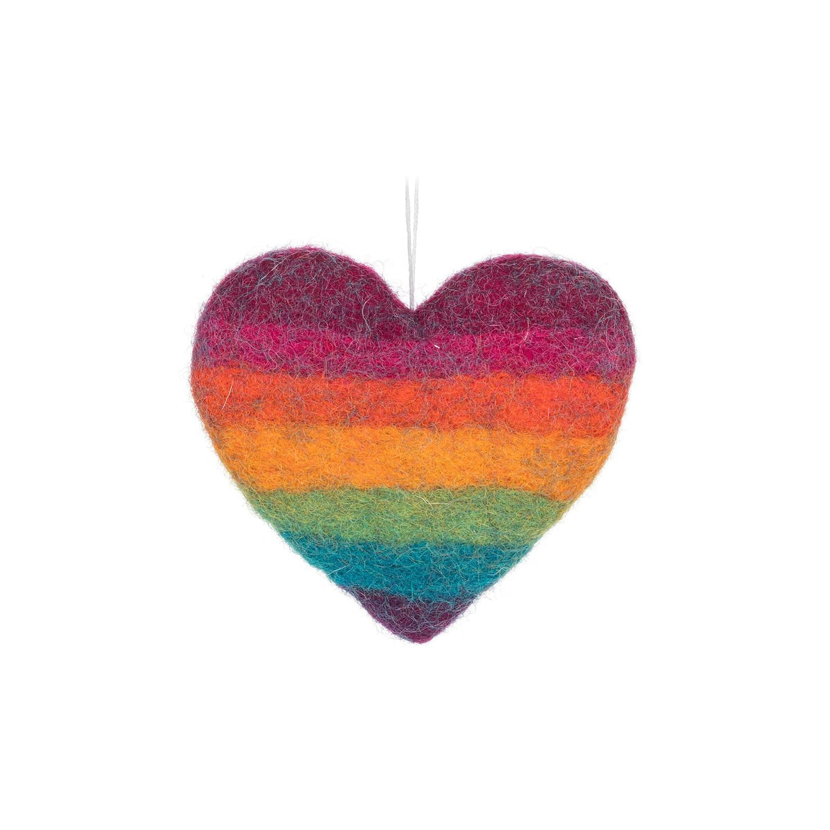 Abbott Collection Hanging Ornament, Small (4"W), Rainbow Stripe Heart