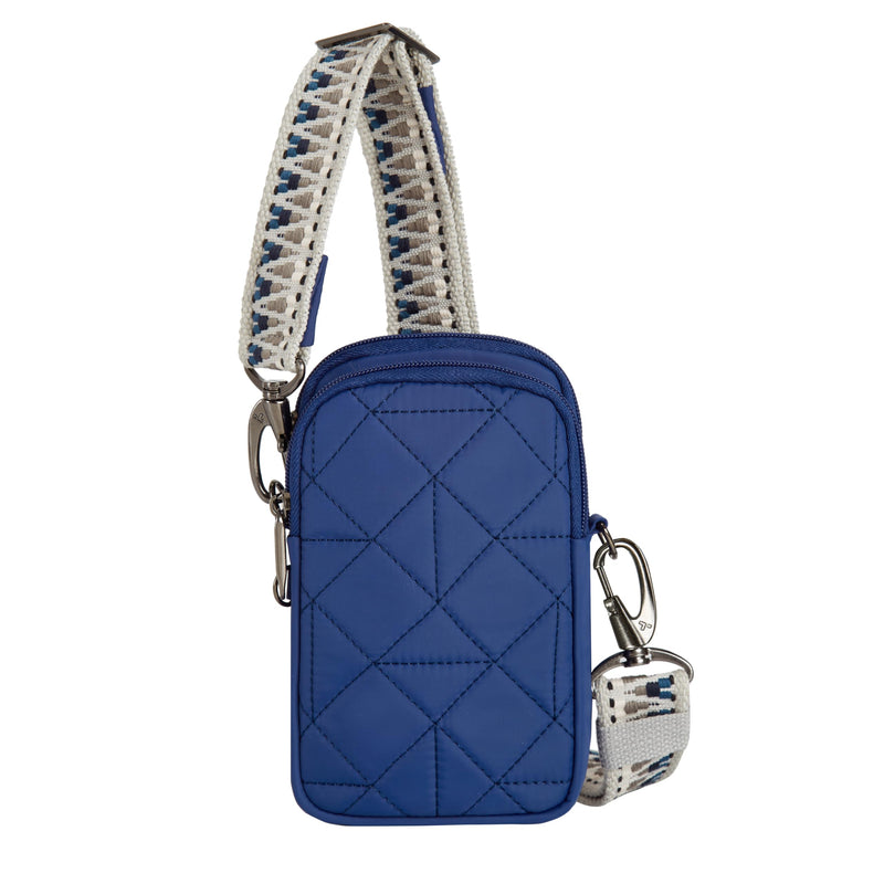 Travelon Boho Anti-Theft 2 Compartment Phone Crossbody, Lush Blue