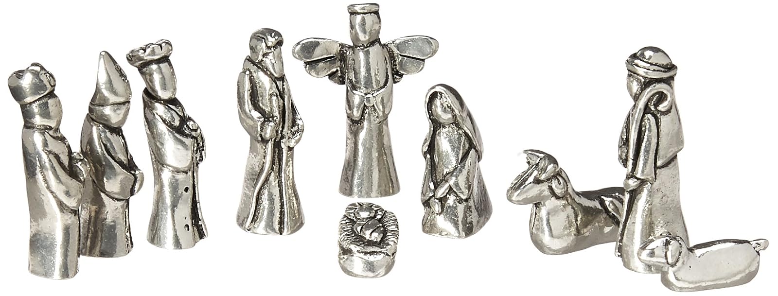 Basic Spirit Nativity Set Mini Pewter Figurine 10 pc Set w/ Velvet Pouch
