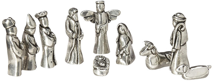 Basic Spirit Nativity Set Mini Pewter Figurine 10 pc Set w/ Velvet Pouch