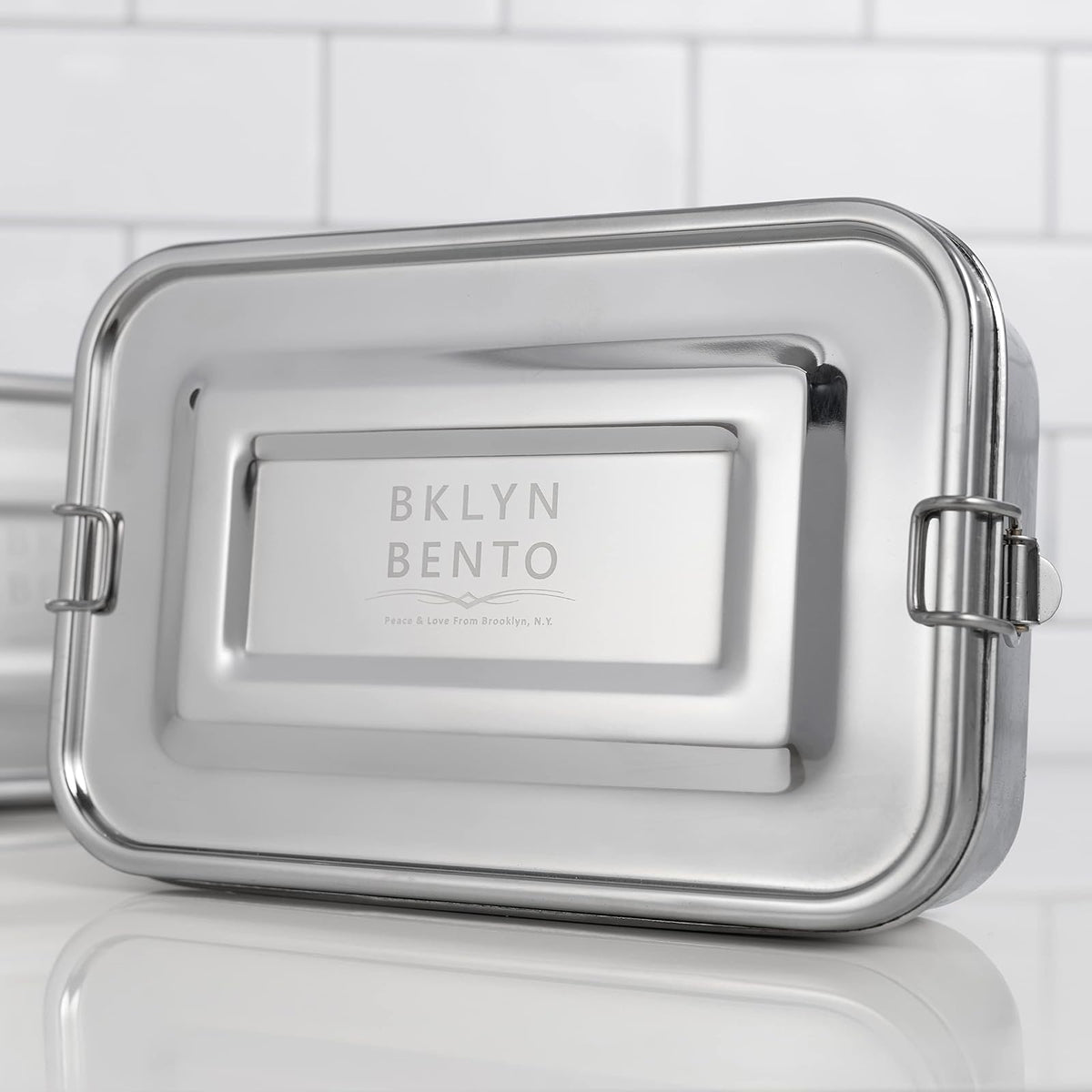 BKLYN BENTO PEACE & LOVE FROM BROOKLYN, N.Y. Food Storage Container, JUMBO, Silv
