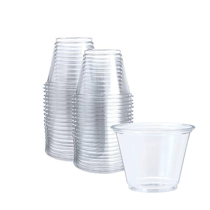 9 oz Plastic Cups, Cocktail Bar Cups with Bar Straws, Clear Plastic Party Cups (50 Pack without Straws)