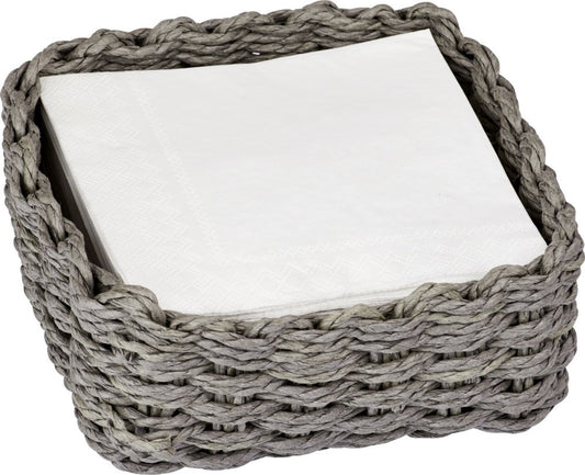 Boston International Thomas and Lucia Woven Basket Napkin Holder Caddy, Cocktail Size, Grey