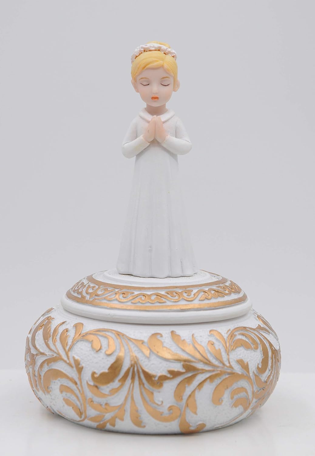 Comfy Hour Praying Girl Communion Collection Praying Girl with Rosary Box Figurine Keepsake My First Communion, Polyresin