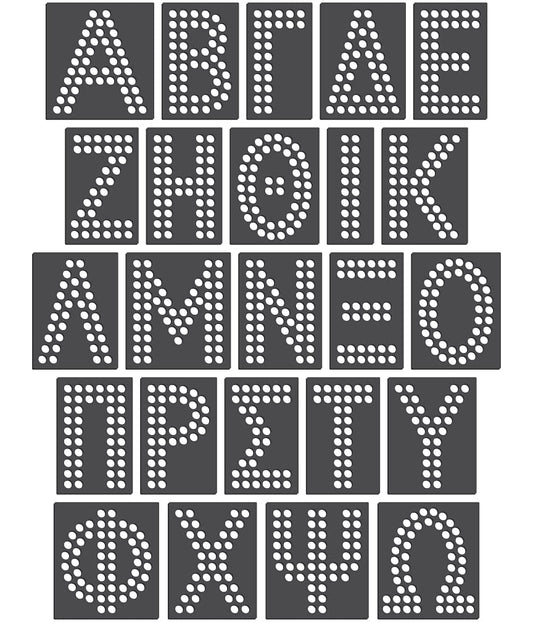 Rhinestone Genie Font-Greek Letters 2" Magnetic Rhinestone Template, Black