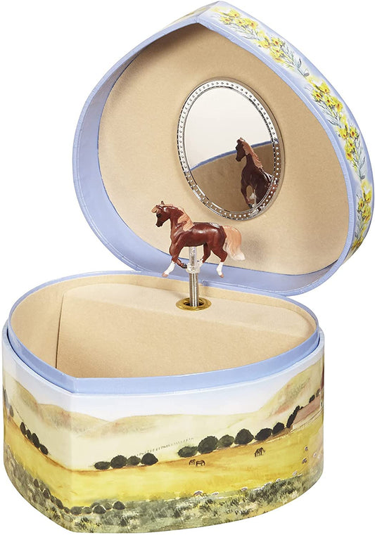 Enchantmints Love Of Horses Heart Musical Jewelry Box for Girls Jewelry Items – Boys Treasure Chest to Store Coins Bands &amp; Accessories – Ideal for Birthdays Valentine's Gifts