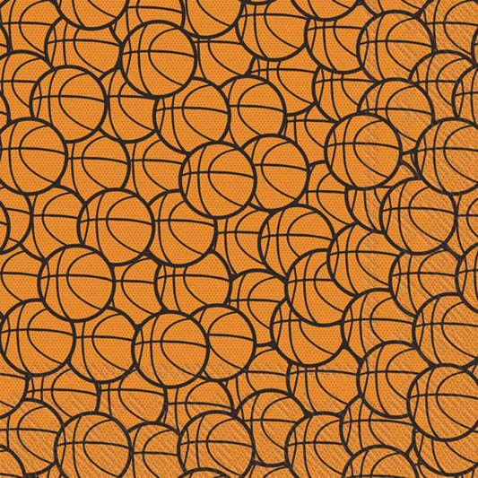 Boston International IHR 3-Ply Paper Napkins, 20-Count Cocktail Size, Basketball Orange