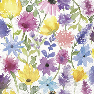 Boston International IHR 3-Ply Paper Napkins, 20-Count Lunch Size, Summer Floral Cream