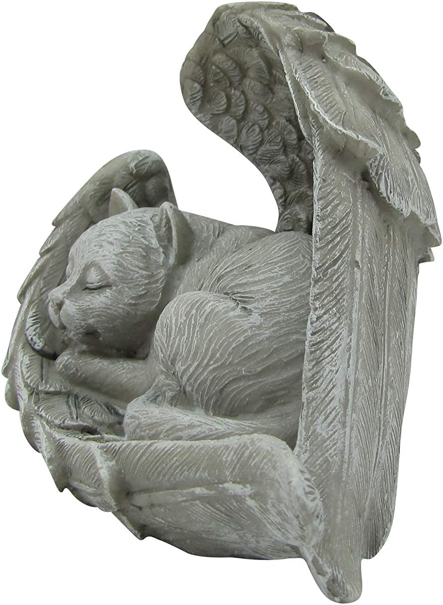 Comfy Hour Pet In Loving Memory Collection Resin Cat Sleeping in Angel Wing Pet Statue - in Memory of My Best Friend Bereavement
