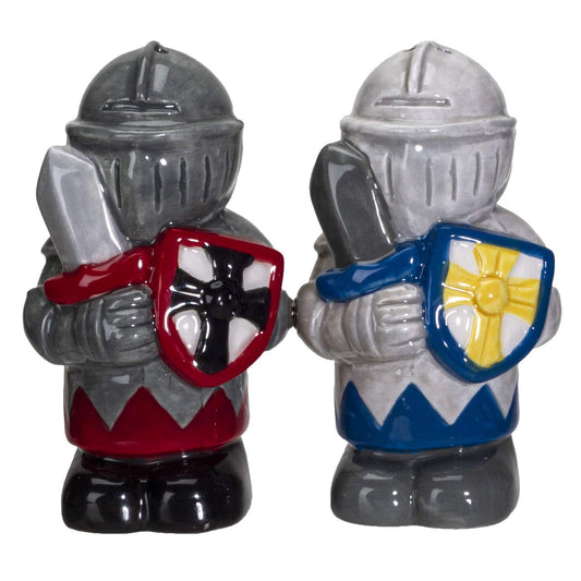 Pacific Trading Giftware White and Black Knights Ceramic Salt and Pepper Shakers Set