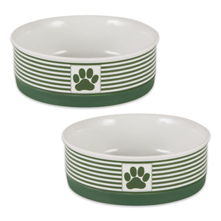 Bone Dry Pet Feeder, Medium Bowl Set, 6x2", Hunter Green