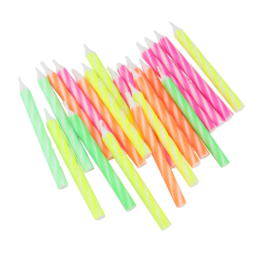 Chef Craft Neon Spiral Candles, 24 Pack