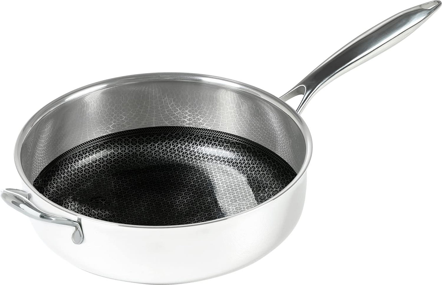 Frieling Black Cube Hybrid Stainless/Nonstick Cookware Saute Pan with Lid, 12-1/2", Silver