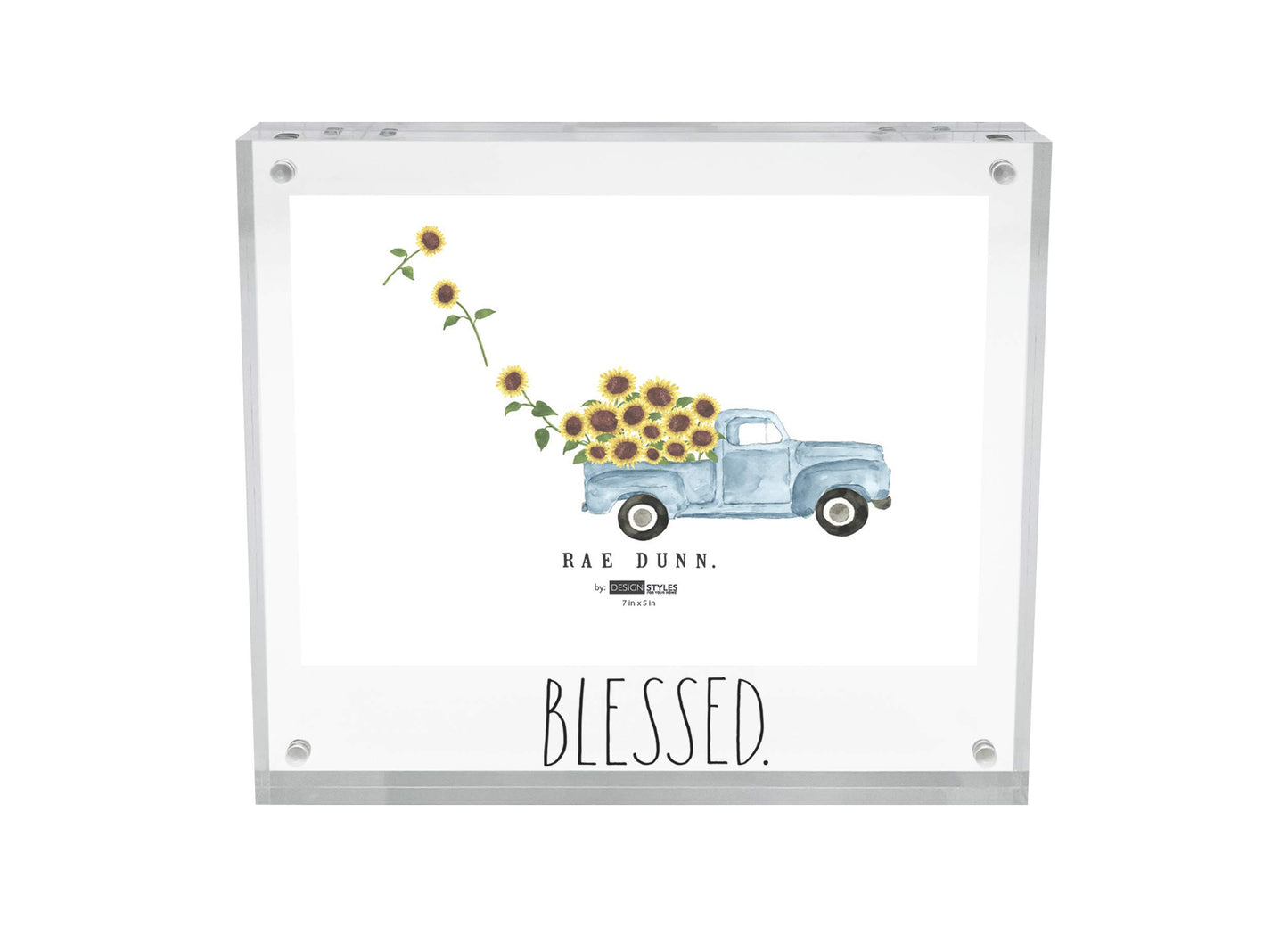 Rae Dunn Acrylic Frame - 5 x 7 Clear Acrylic Picture Frame - Free Standing Acrylic Photo Frame Display for Home, Office, Desk, Table - Modern Decor with Cute Sayings - Gift for Mom, Best Friend