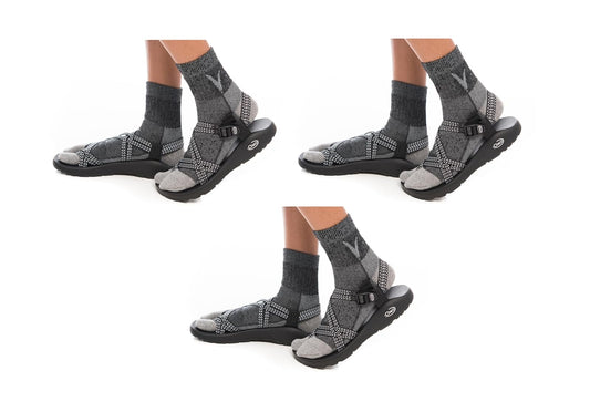 V-Toe Socks 3 Pairs V-Toe Wool Split Toe flip-Flop Tabi Outdoor Indoor Hiking Casual Men, Womens Socks Charcoal Size: Men 8.5-10.5 Women 9-11.5