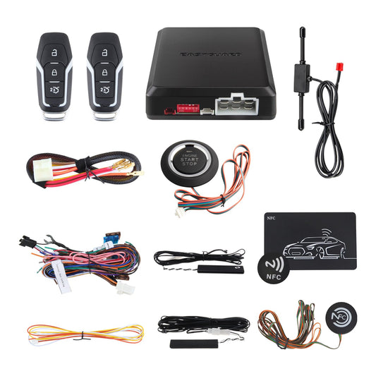 EASYGUARD EC002-FO2 Smart Key PKE car Alarm, Passive Entry, Push Start Button, auto Play, keyless Start, Touch Password keypad Entry DC12V