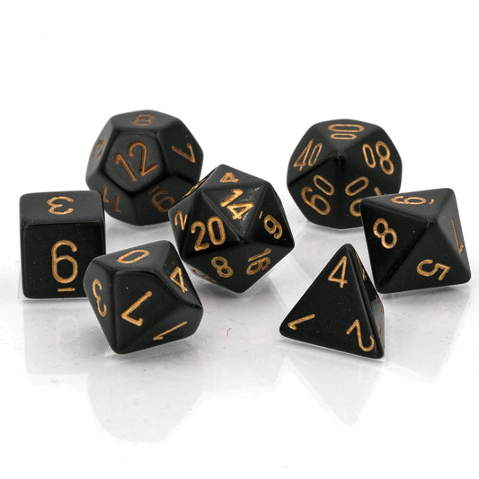 Chessex CHX25428 Dice-Opaque Black/Gold Set