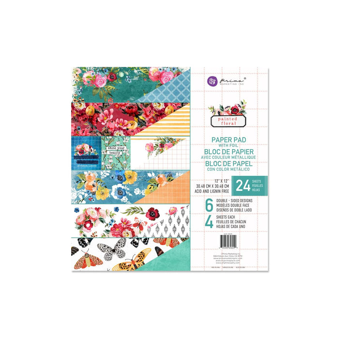 PRIMA MARKETING INC Sheet Paper, 12"x12" Paper, Painted Floral 12"x12" Paper Pad