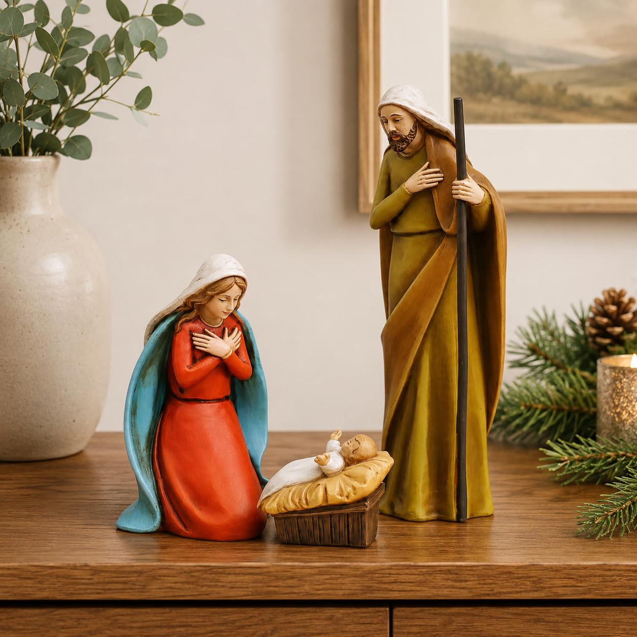 Comfy Hour 5 Inch Holy Family Nativity Figurine, Manger Scene, 1 Piece