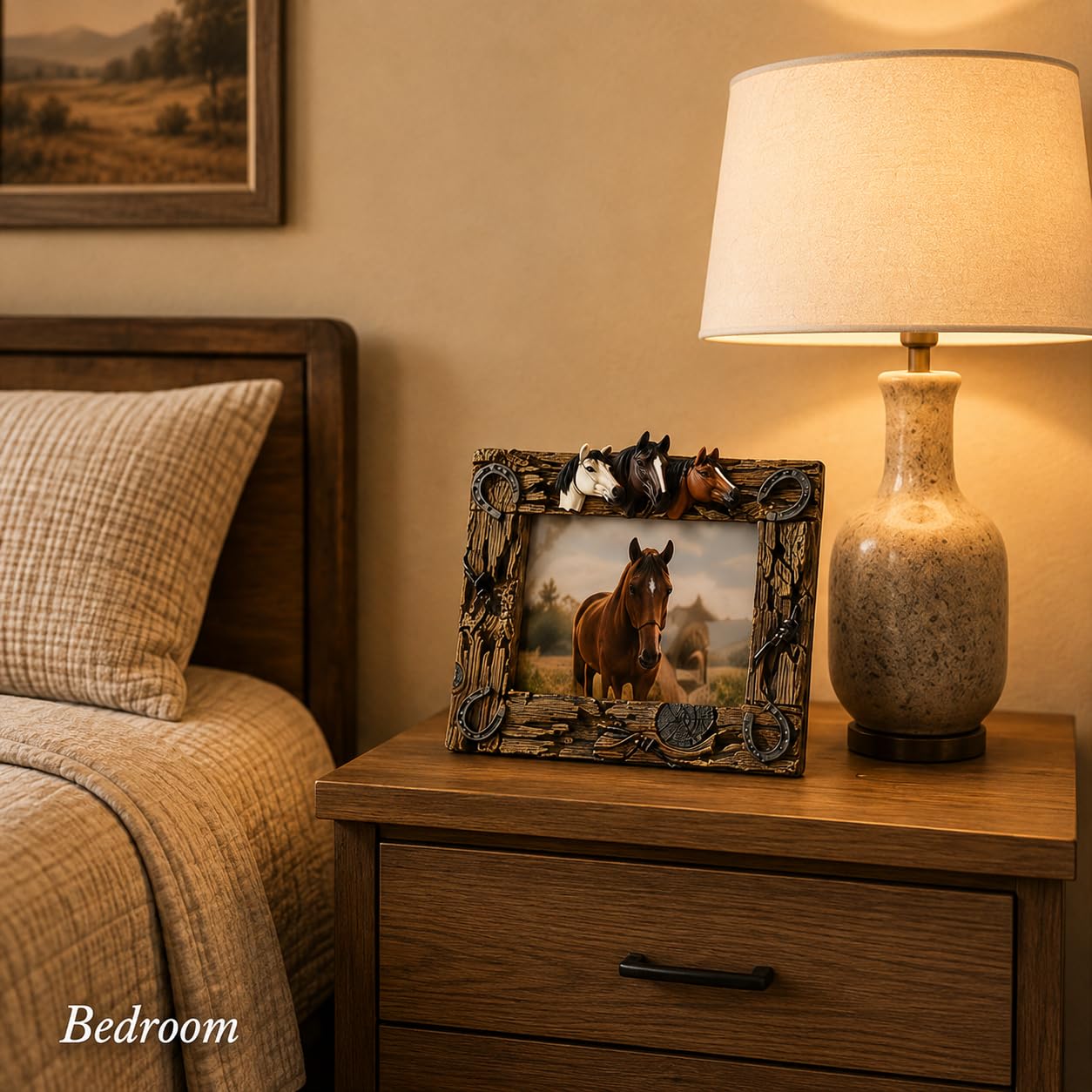 Comfy Hour 10.7 Inch Horse Picture Frame, Western Photo Frame