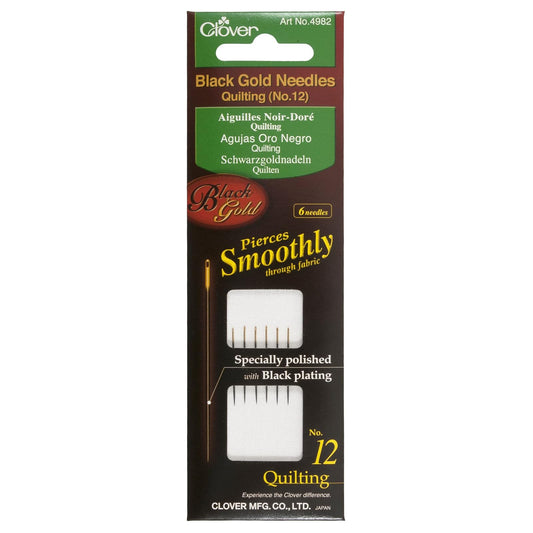 Clover Needles, Quilting No. 12, Black/Gold