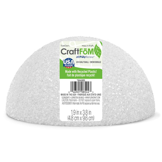 FloraCraft CraftFM Half Ball 1.9 Inch x 3.8 Inch White
