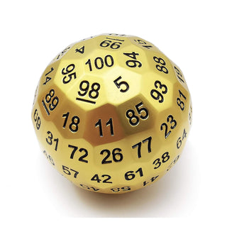 BESCON DICE Game Dice, 50mm, Solid Metal Matt Golden D100