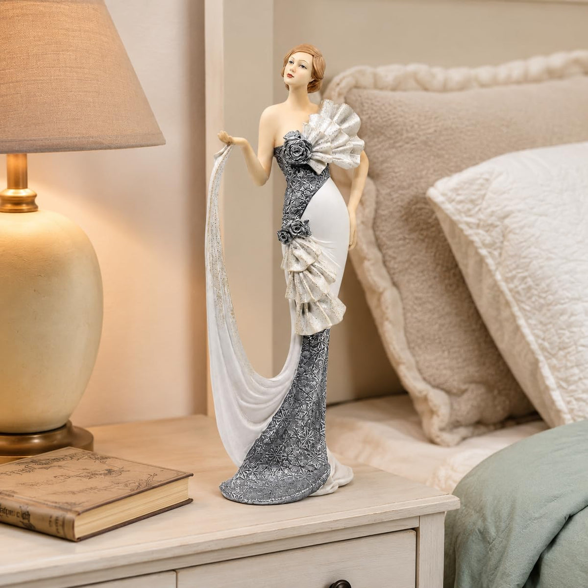 Comfy Hour 13 Inch Vintage Victorian Lady Figurine, Art Deco Statue