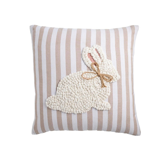 Mud Pie Pillow, 18 x 18-Inch, White Single Bunny