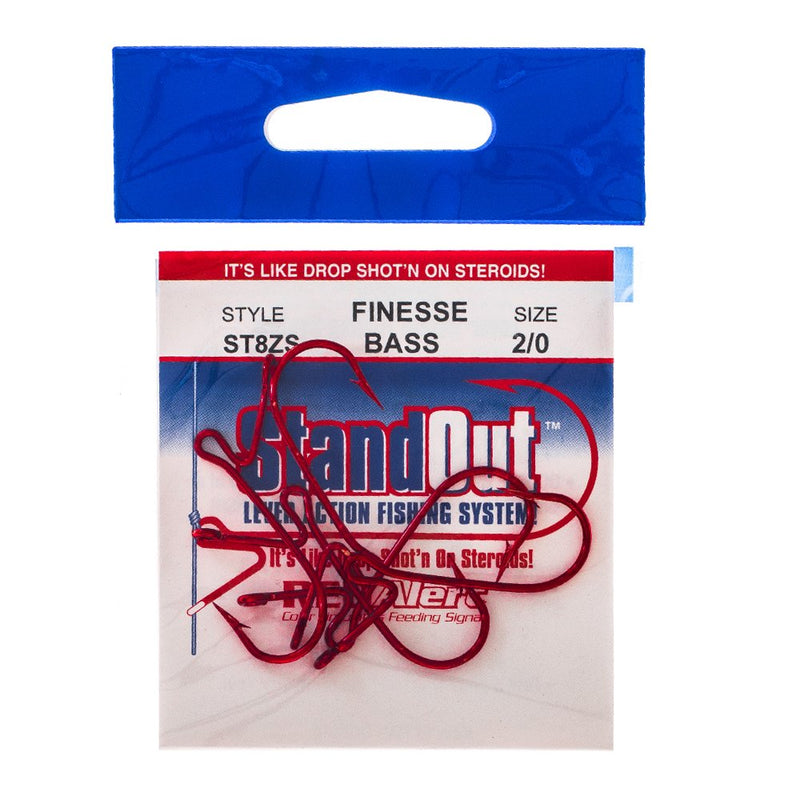Standout ST8ZS-2/0 Finesse Bass Hook, Size 1/0, Red Alert Finish