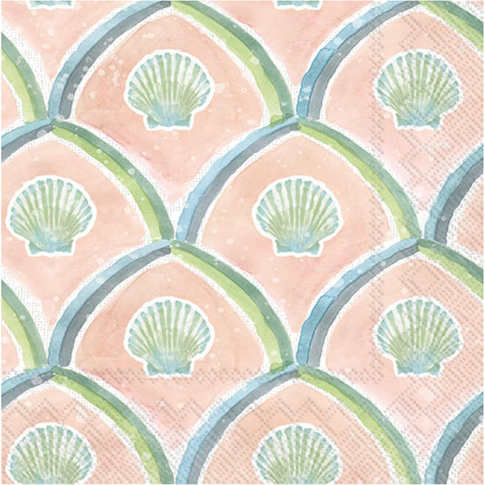 ihr SINCE 1977 Disposable Napkin, 5" x 5", Watercolor Coast Shells