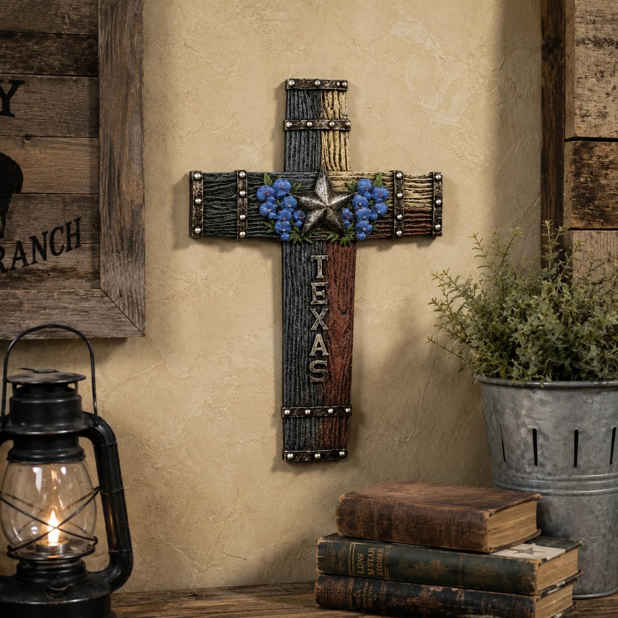 Comfy Hour 14 Inch Texas Cross for Wall, Lone Star Decor, 1 Piece