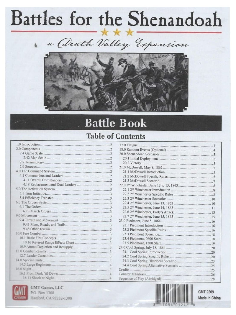 GMT: Battles for The Shenandoah Expansion Kit for The Death Valley Game