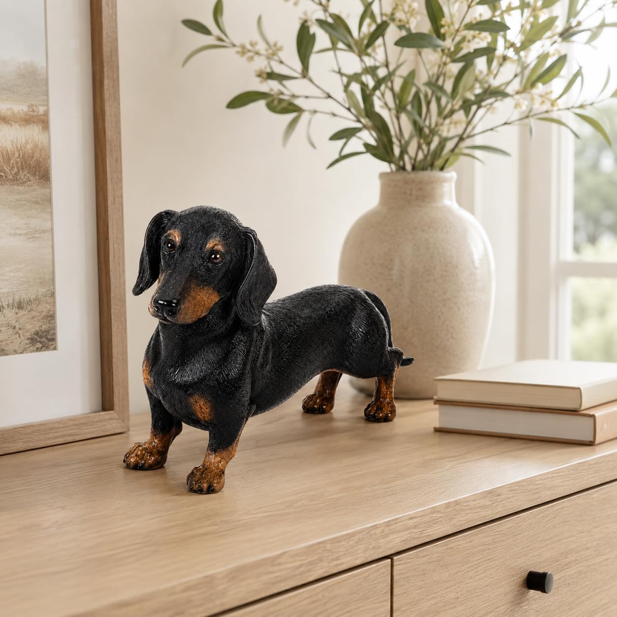 Comfy Hour 7 Inch Dachshund Statue, Realistic Dog Figurine