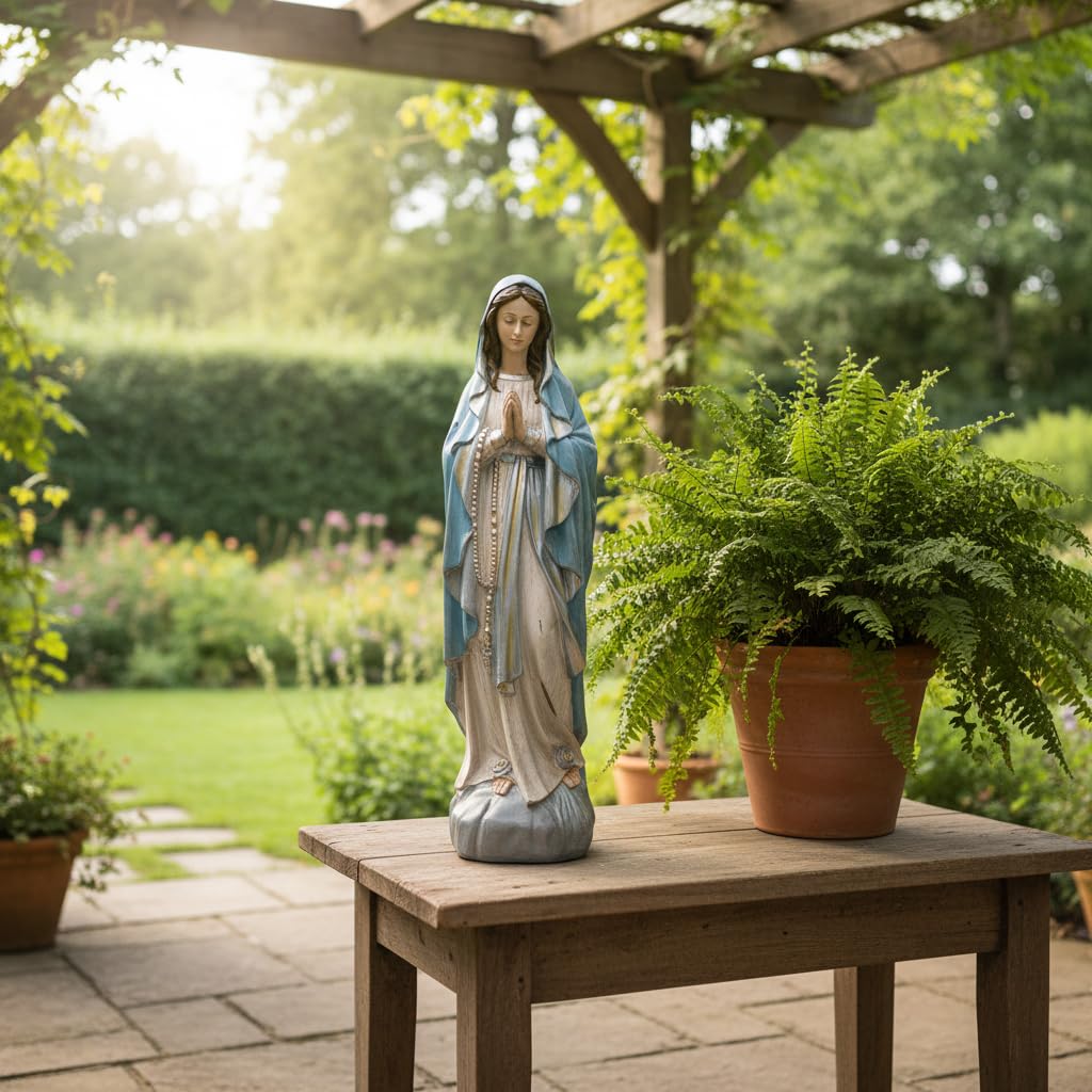 Comfy Hour The Story of Jesus Nativity Scene Collection 20" Resin Art Maria Praying Figurine, Cream & Light Blue
