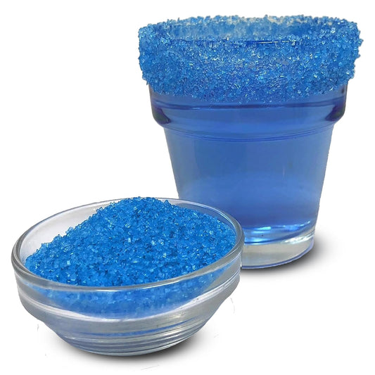 Ultimate Baker Snowy River Sky Blue Cocktail Sugar - Kosher Certified Naturally Colored Sky Blue Cocktail Rimmer (8oz, Medium Crystal)