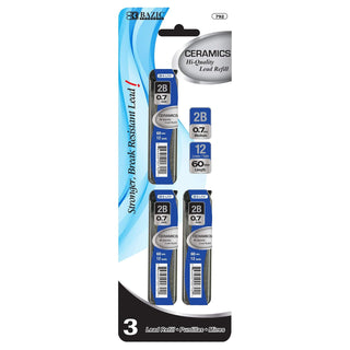 B BAZIC PRODUCTS 12 ct. 0.7 mm Ceramics Mechanical Pencil Leads (3/Pack) (792)