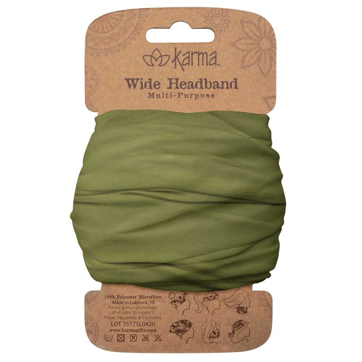Karma Hairband, 1 Count (Pack of 1), Olive