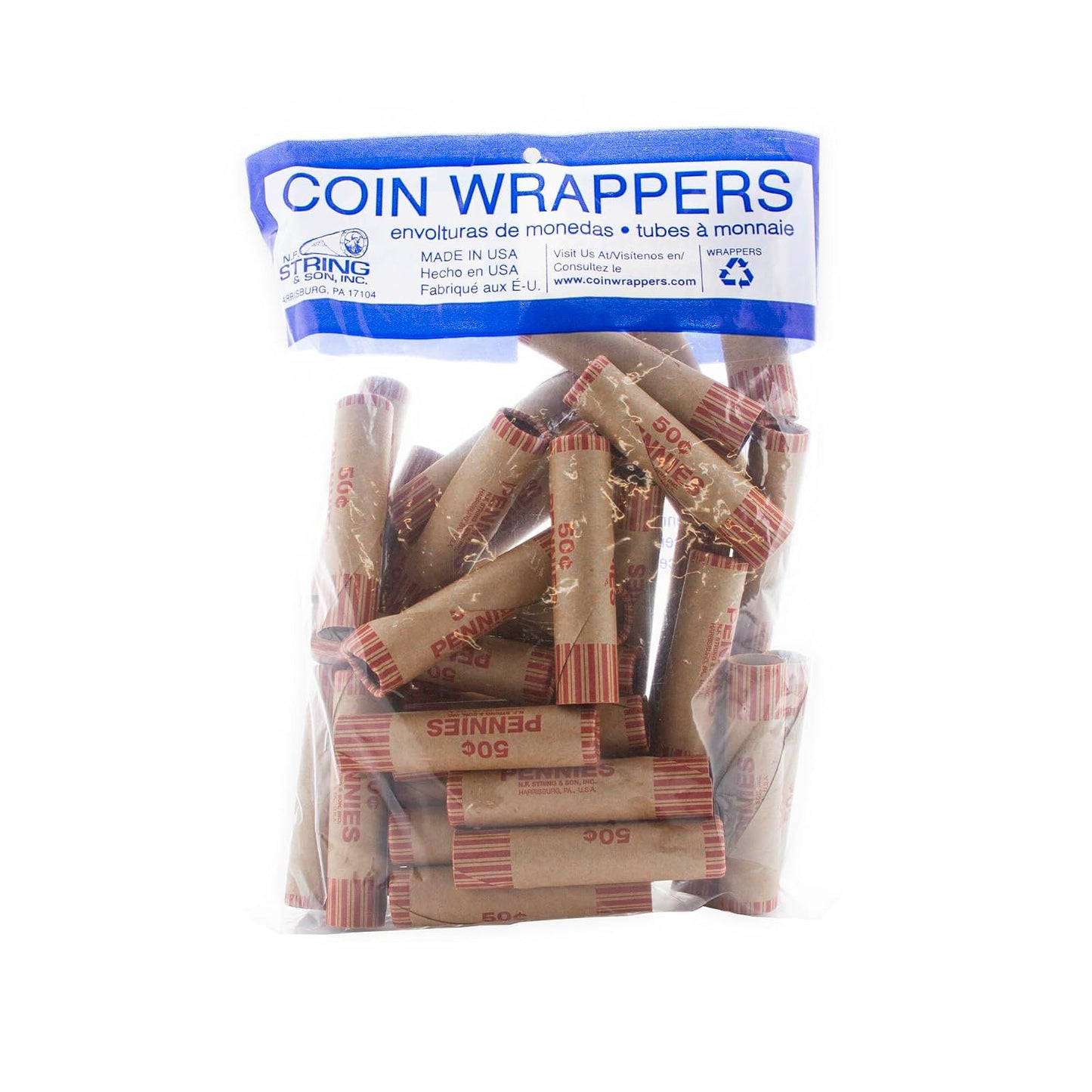 BAZIC Penny Coin Wrappers Rolls, Made in USA, Durable Preformed Paper Coins Tubes (36/Pack), 1-Pack