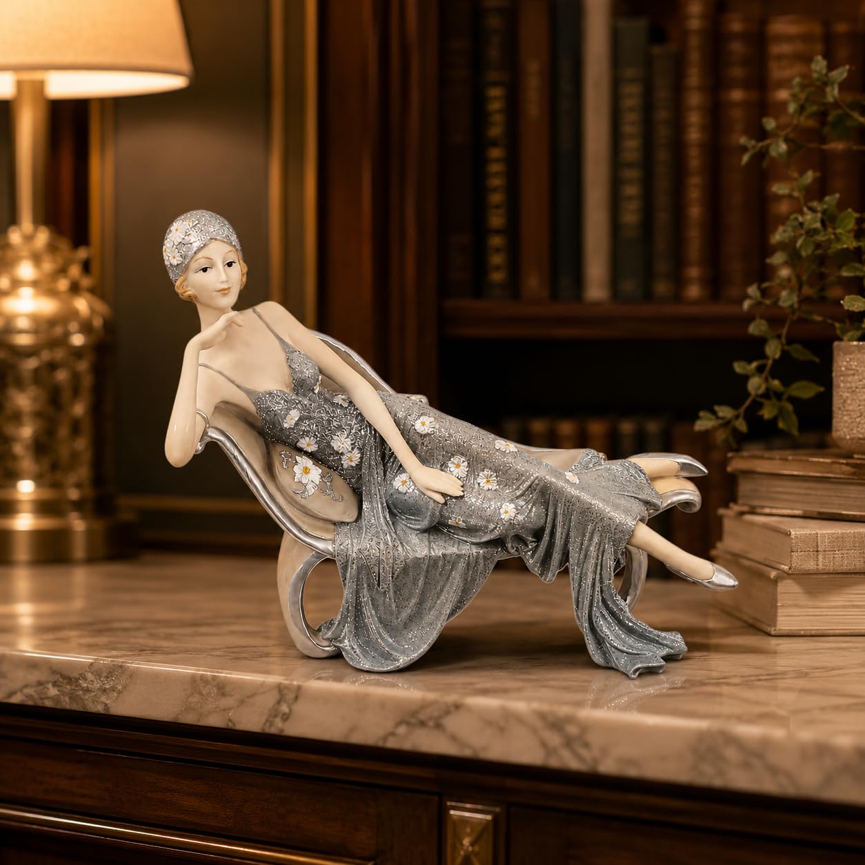Comfy Hour 8 Inch Victorian Lady Figurine, Reclining Chair Statue