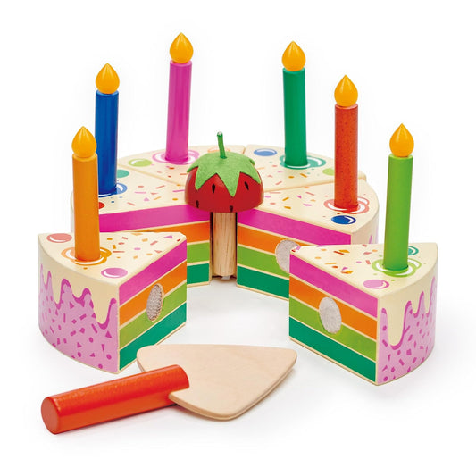 Tender Leaf Toys - Pretend Play Food Birthday Cake Rainbow Birthday Cake