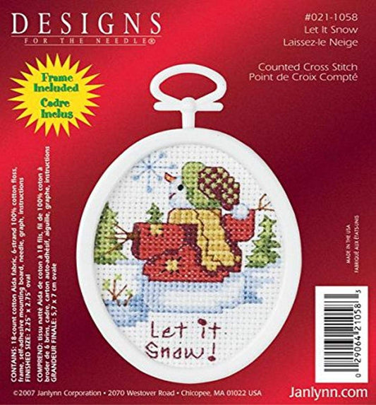 Design Works Crafts Janlynn 21-1058 Let it Snow 2-1/4 by 2-3/4-Inch Counted Cross Oval Stitch Kit, Mini