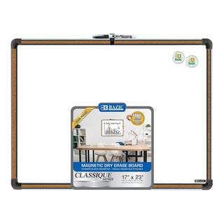 BAZIC PRODUCTS Writing Board, 17"W x 23"H, Cork Frame Whiteboard 17x23