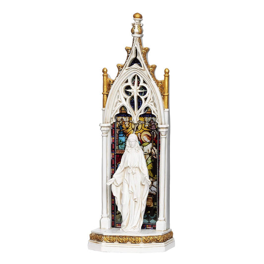 Joseph's Studio by Roman - Our Lady of Grace Arch Window LED Figure, Renaissance Collection, 11.75" H, Resin and Stone, Religious Gift, Decoration, Battery Operated