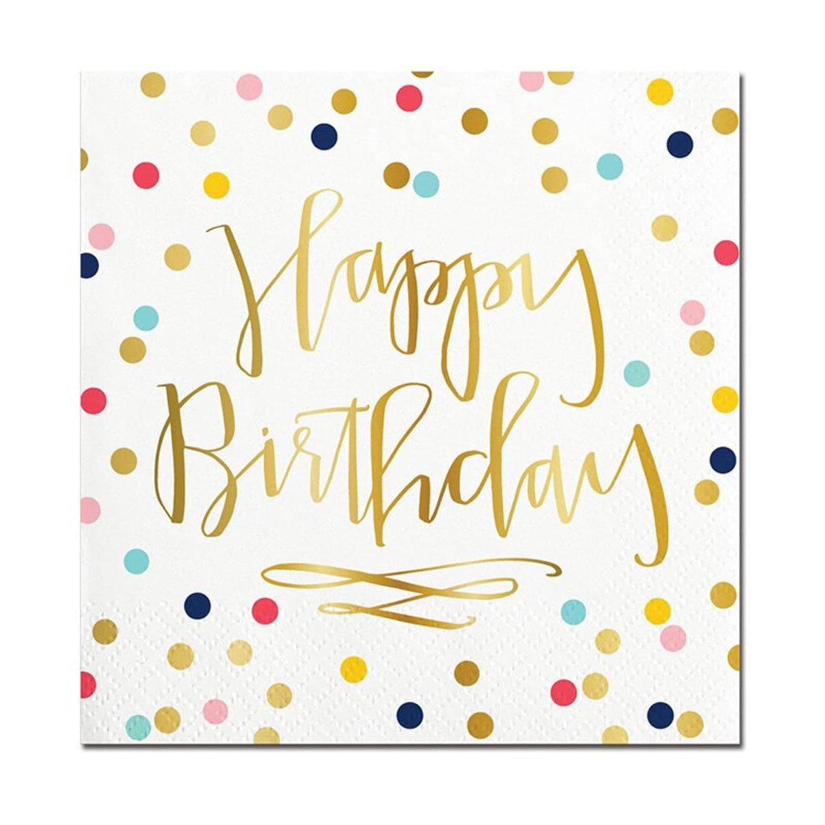 Slant Collections Disposable Napkin, 5" x 5", Happy Birthday Polka Dot